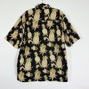Joe Marlin Mens XXL Shirt Black Pineapple Floral Aloha Hawaiian Tropical Resort